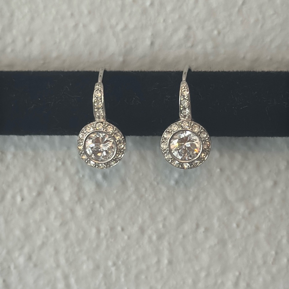 Nadri Framed Round Cubic Zirconia Drop Earrings